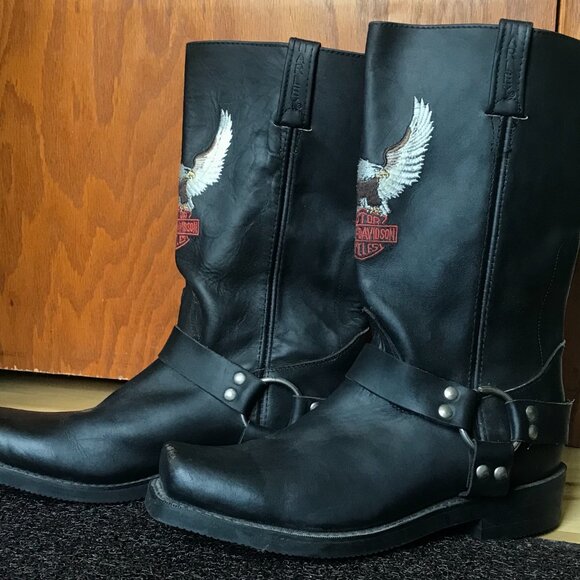 COPY - Harley Davidson Motorcycle Boots With Embroided Eagle Logo - Picture 2 of 7